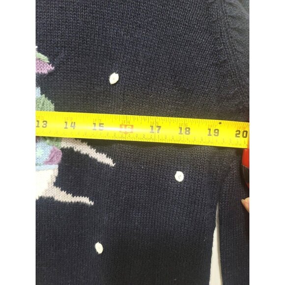 Vintage Christopher & Banks Hand Embroidery Holiday Snowman Sweater Snowflake Pa - Picture 7 of 13